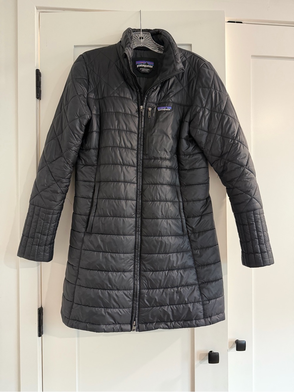 Patagonia Women’s Black Quilted Mid-Length Insulated Jacket
